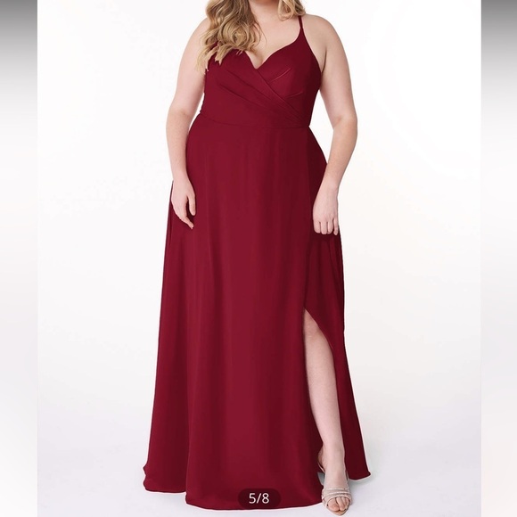 Azazie Dresses & Skirts - Azazie David A-line Pleated Chiffon Floor Length Dress Burgundy Formal Wedding